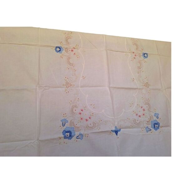 Irish table linen Set 8 Napkins 72 x 90 Tablecloth Embroidered Handmade Floral - Picture 5 of 16